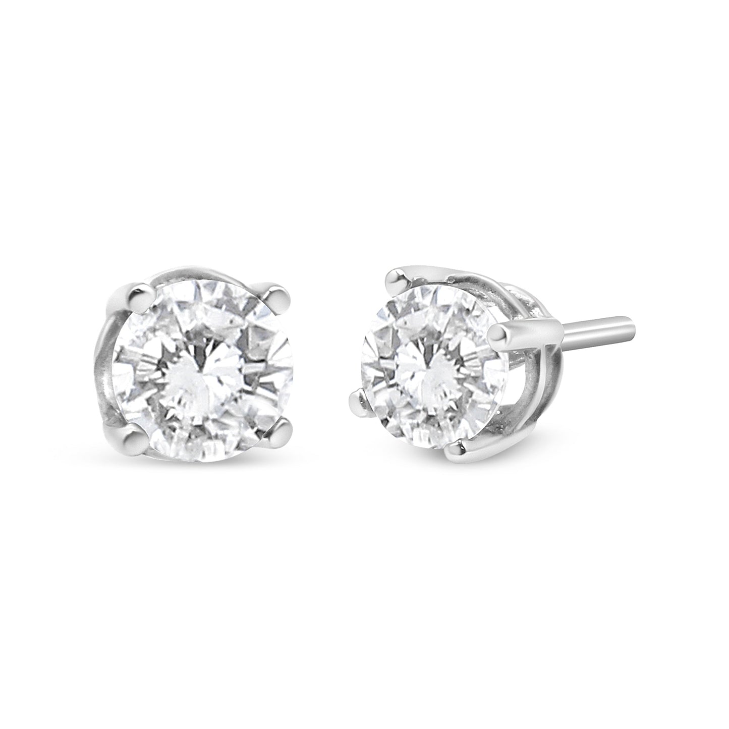 14K White Gold Lab Grown Diamond Classic Stud Earrings