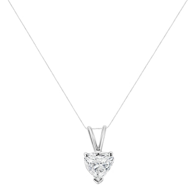 Pendentif en diamant lab grown en forme de cœur en or blanc 14K