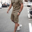 Men's Plus Size Round Neck Short Sleeve Top and Shorts Set