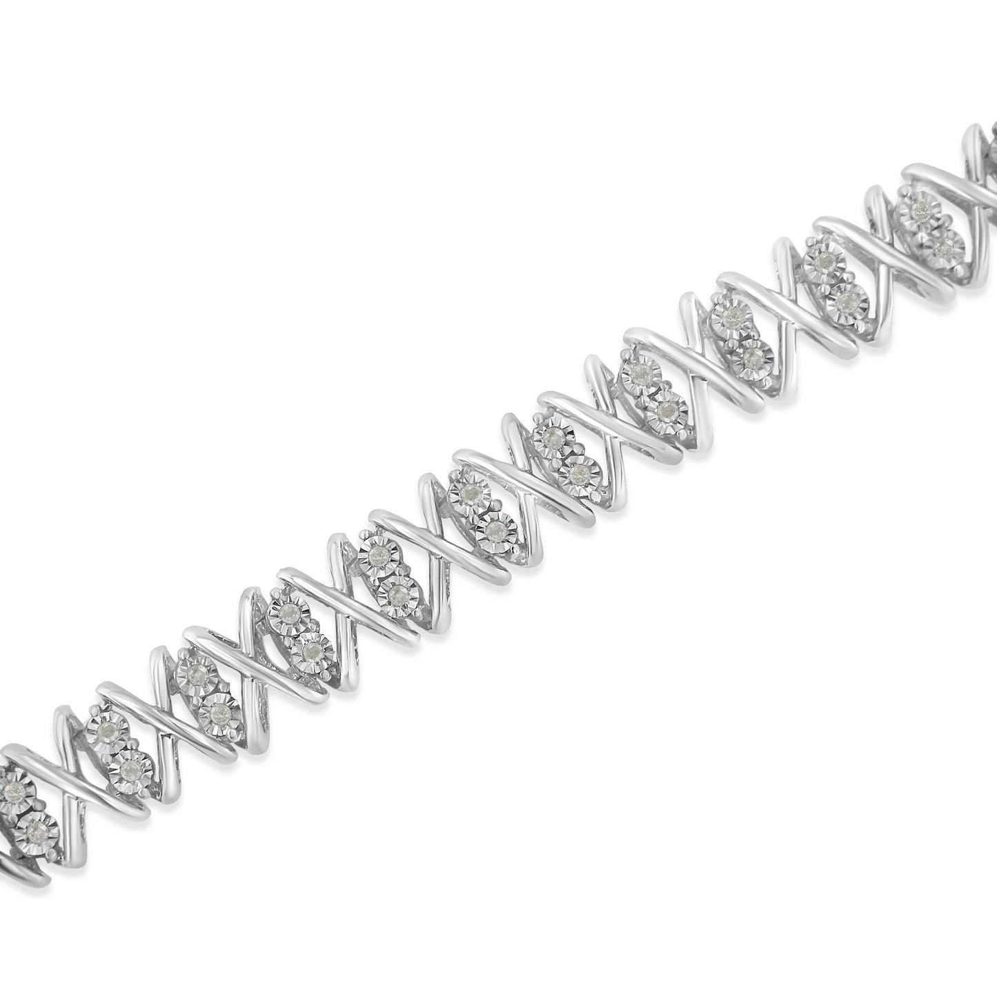 Bracelet X-Link en Diamant Taillé Rose en Argent Sterling