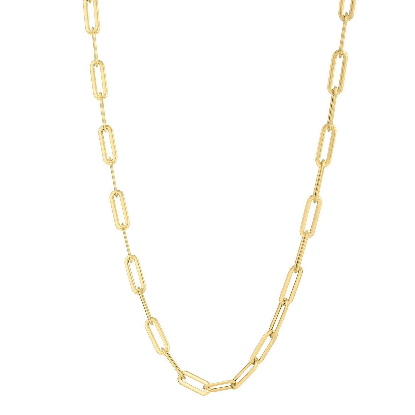Collier en chaîne en papier clip long en or jaune 14 carats