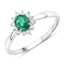 Bague de fiançailles en or blanc 14K avec émeraude zambienne de 0,40 carat et diamants