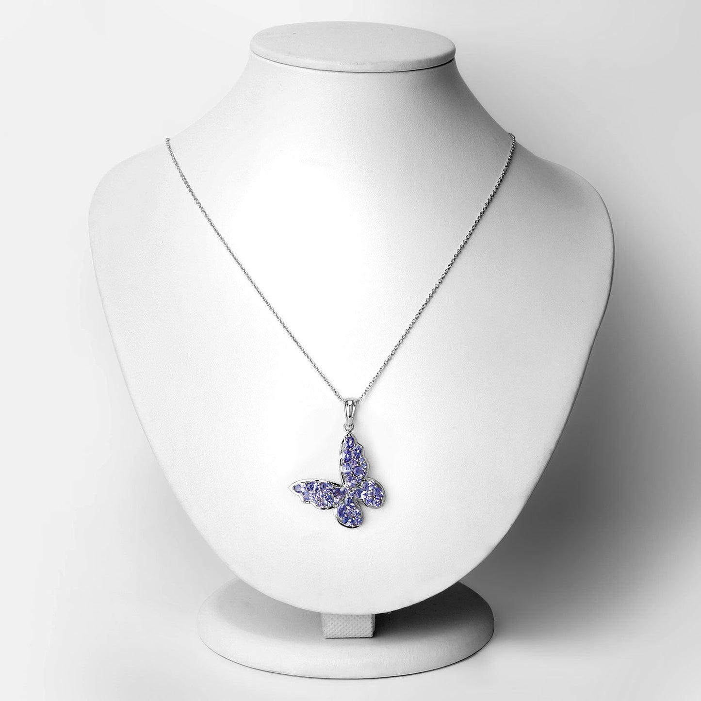 3.78 Carat Genuine Tanzanite Butterfly Pendant in Sterling Silver