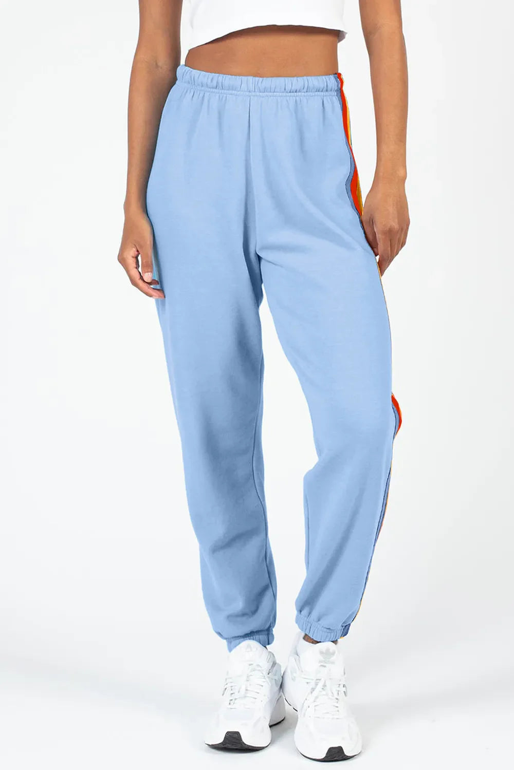 Pantalones Activos de Cintura Elástica con Rayas Contrastantes