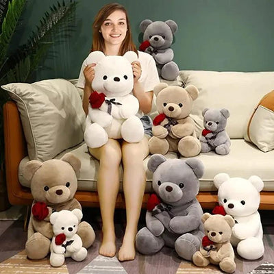 Hug Roses Teddy Bear Plush Pillow - Soft & Adorable Companion