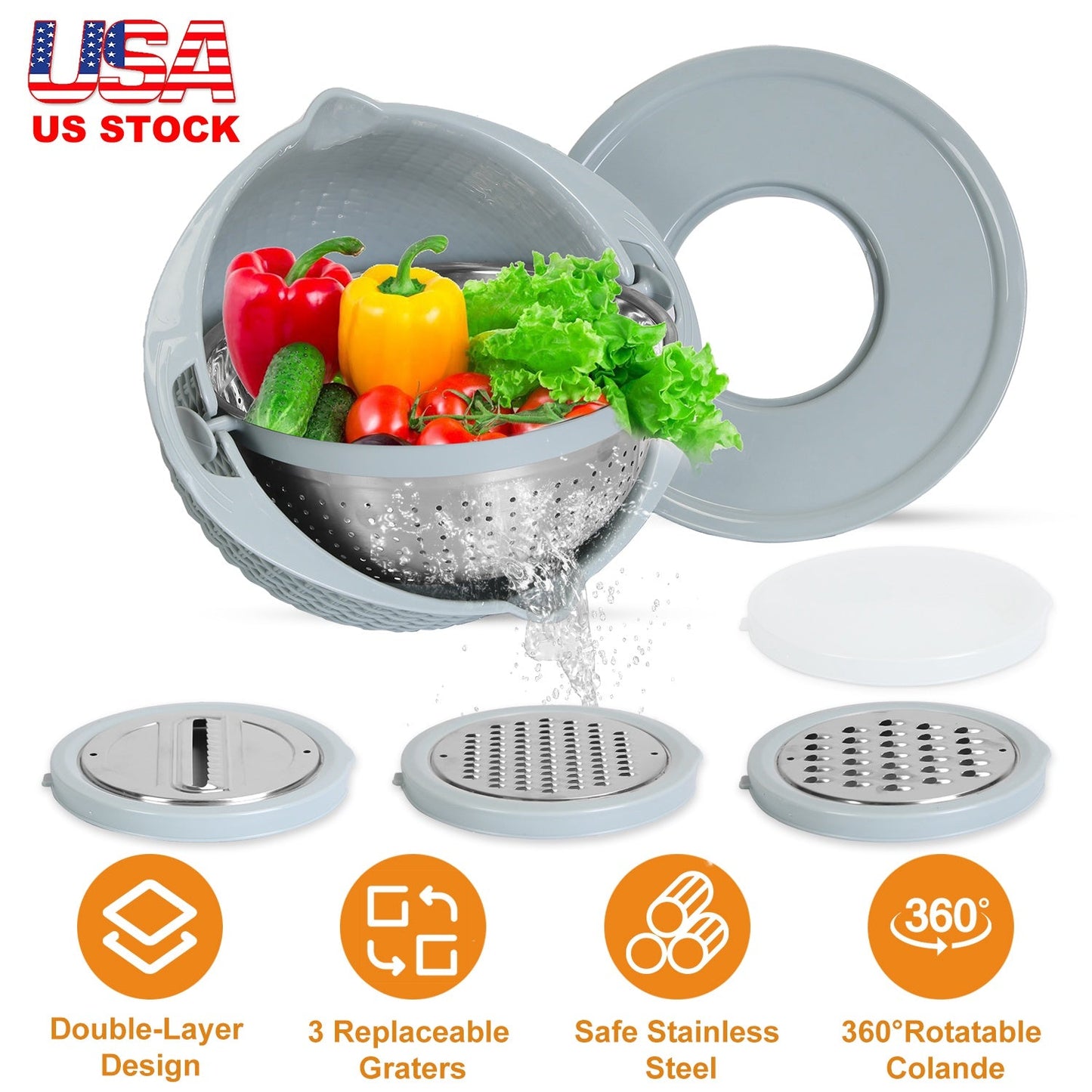 Multifunctional Mixing Bowl Set with Colander and Graters