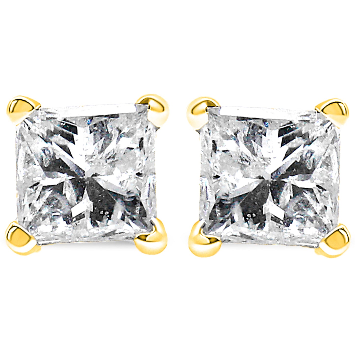 Boucles d'oreilles en diamant taille princesse certifiées AGS 1/4 Cttw en or 14K