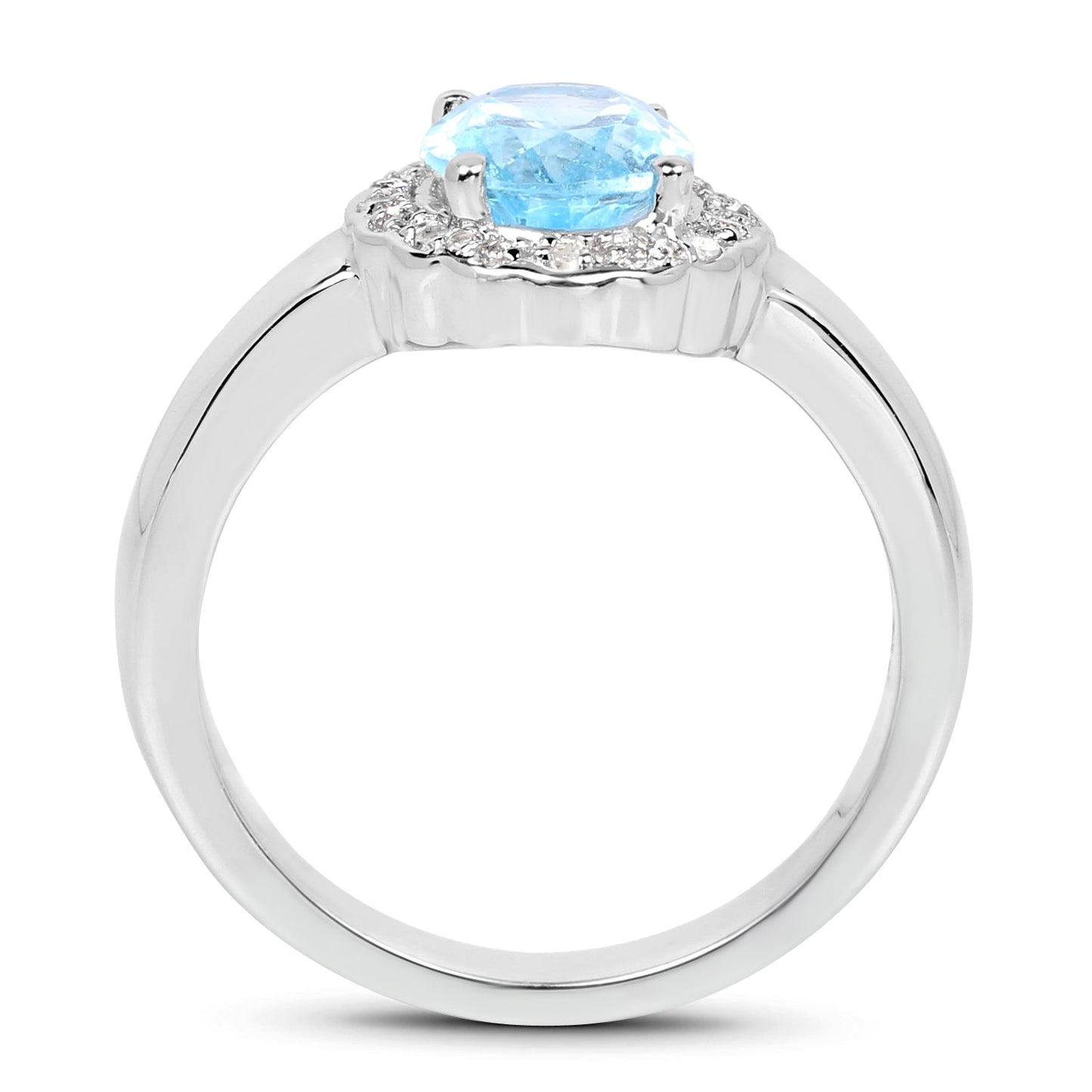 Bague en argent sterling avec topaze bleue et topaze blanche de 2,58 carats