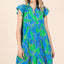 Robe Mini à Manches Volantes Imprimée Feuilles d'Été