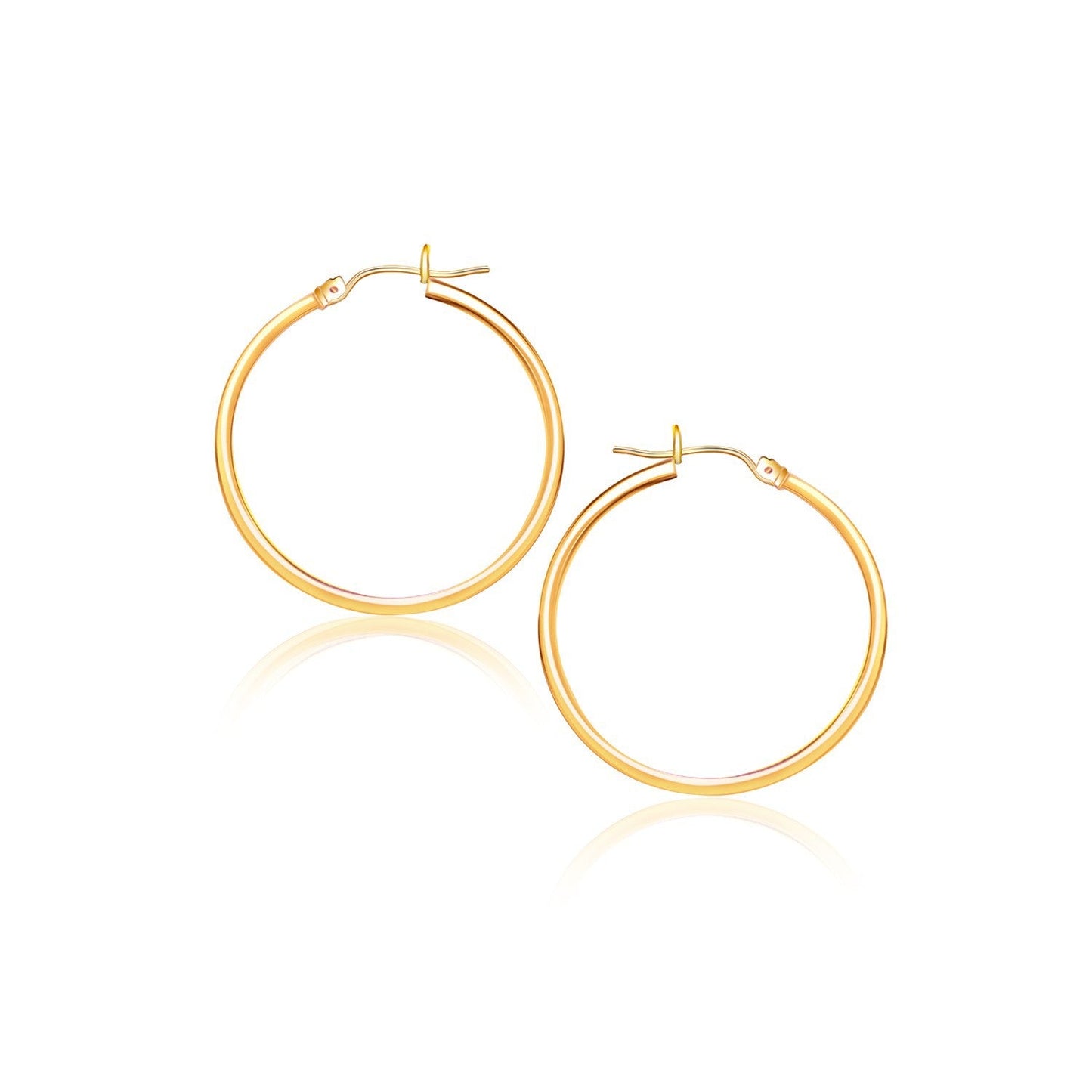 14k Yellow Gold Polished Hoop Earrings - 40mm
