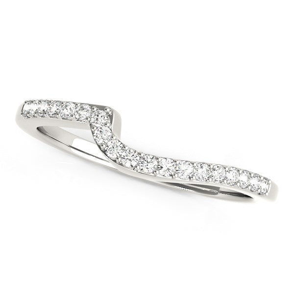 Banda de Boda de Diamante Redondo con Diseño Curvado en Oro Blanco de 14k