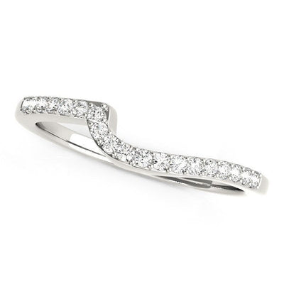 14k White Gold Curved Design Round Diamond Wedding Band