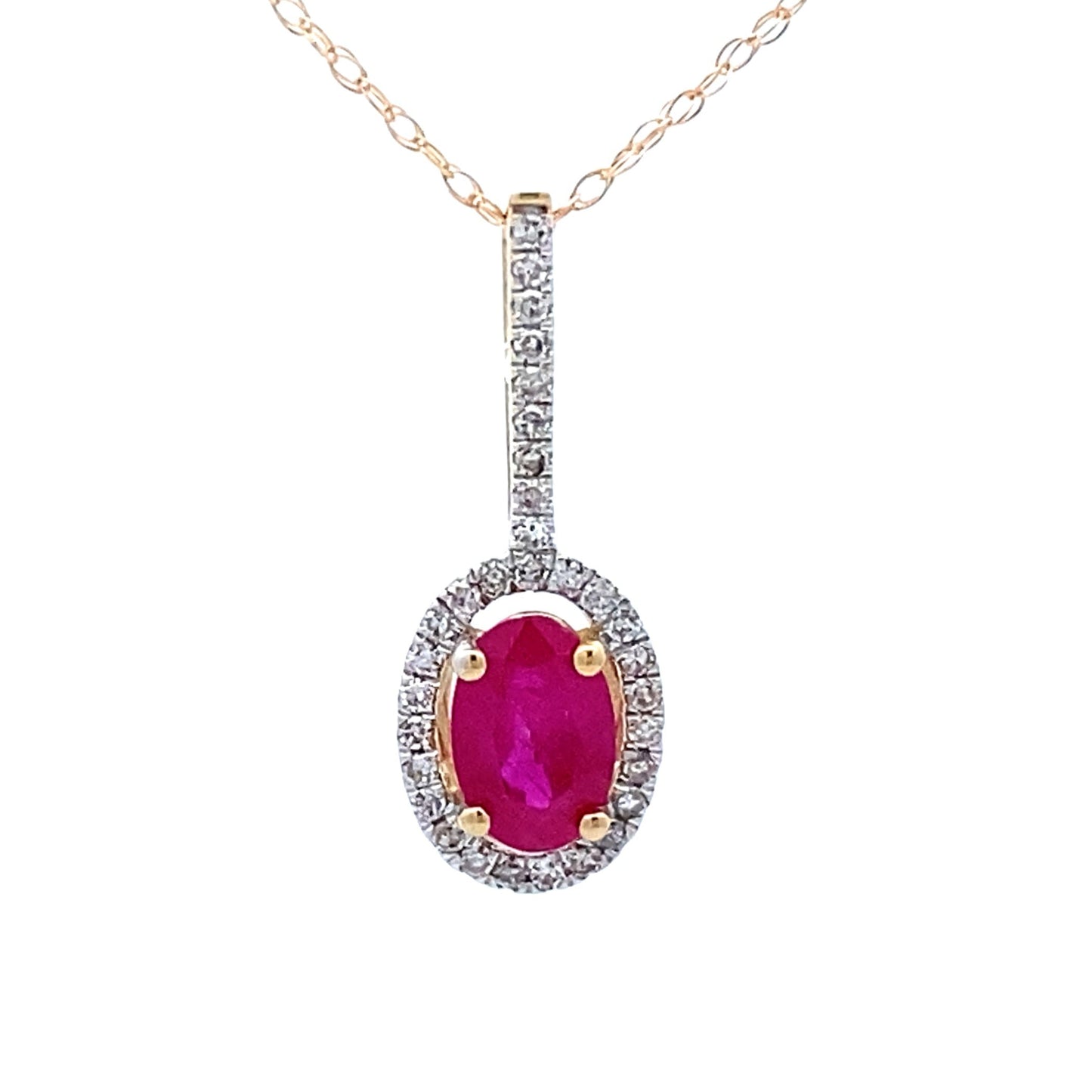 .45ct Pendentif en Rubis et Diamant en Or Jaune 10KT