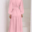 Elegant Lightweight Deep V-Neck Balloon Sleeve Maxi Dress