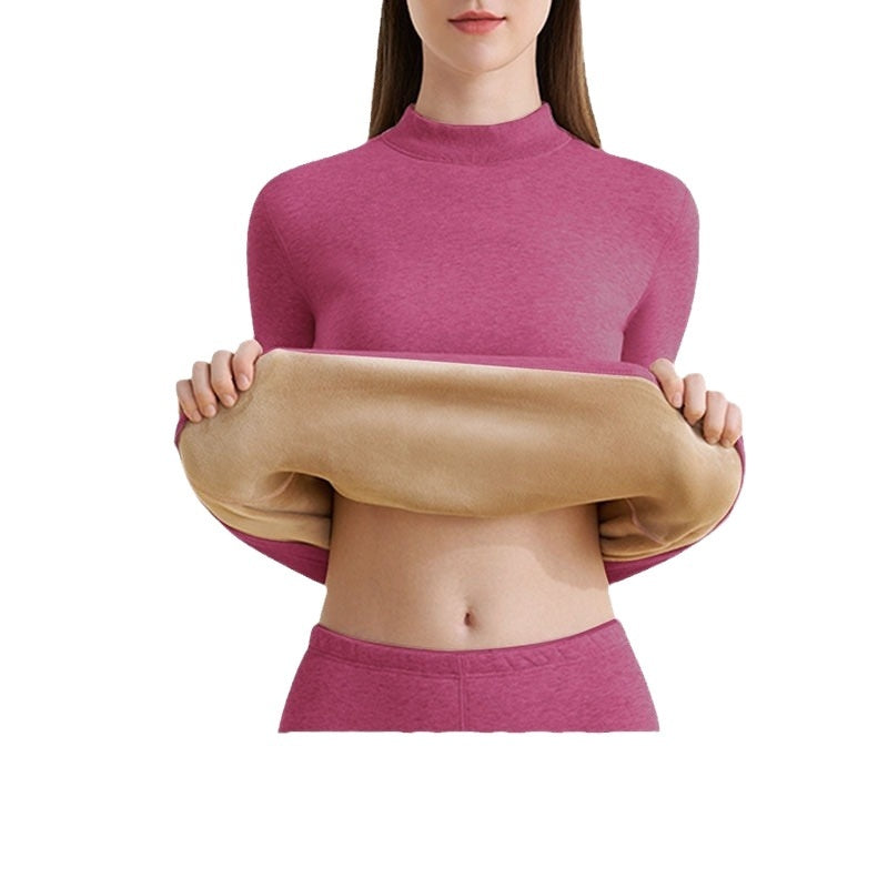 Thickened High-Necked Lambswool Dralon Thermal Underwear Set