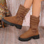 Botas de Nieve de Media Tubo con Tacón Grueso para Mujeres