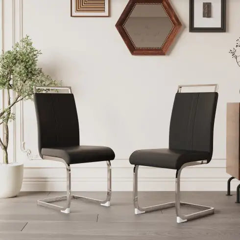 Modern PU Faux Leather Dining Chairs - Set of 2
