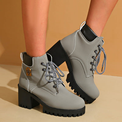 Botas Martin Plus Size con Tacón Grueso - Estilo Fashionable y Versátil
