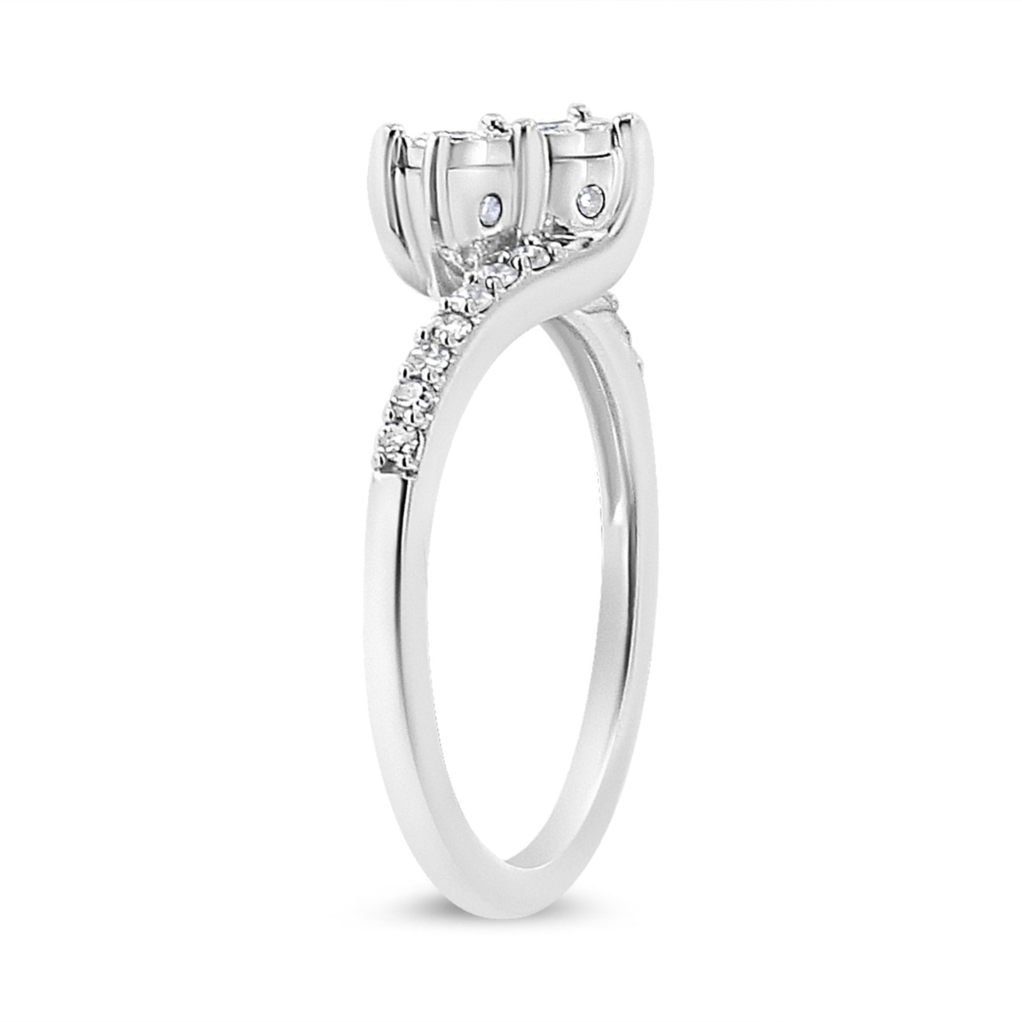 10K White Gold Two-Stone Diamond Engagement Ring - Size 7