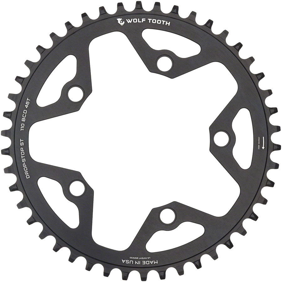 Cadena de plato Wolf Tooth 110 BCD Gravel CX Road - 46t Negra
