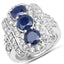 Anillo de Zafiro Azul de 4.85 Quilates y Topacio Blanco en Plata Esterlina