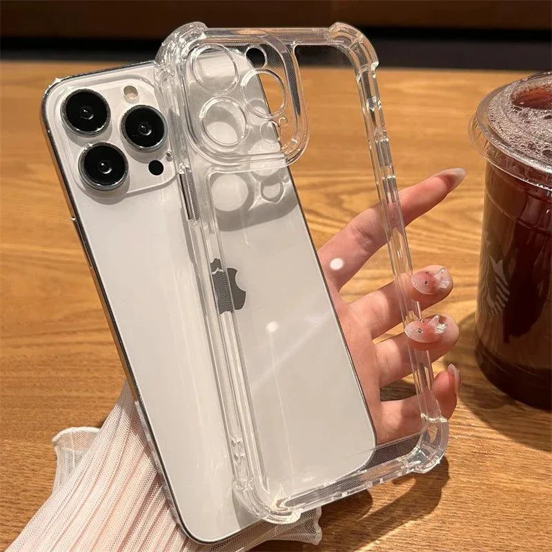 Coque transparente de luxe antichoc pour iPhone 15, 14, 13, 12, 11 Pro Max