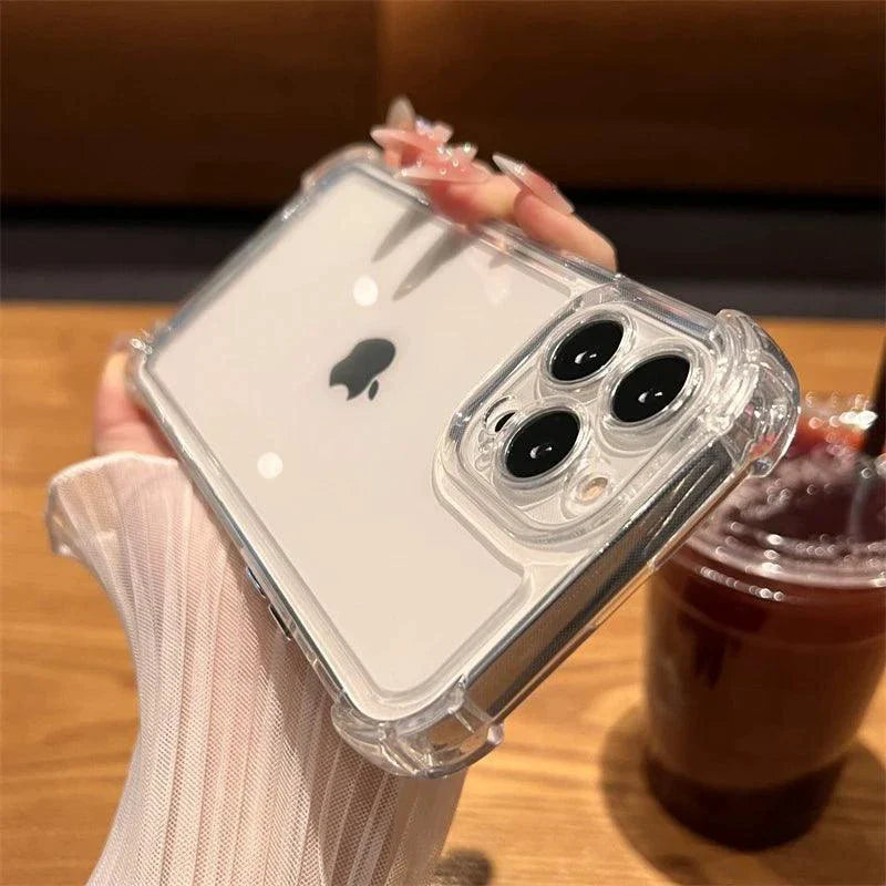 Coque transparente de luxe antichoc pour iPhone 15, 14, 13, 12, 11 Pro Max