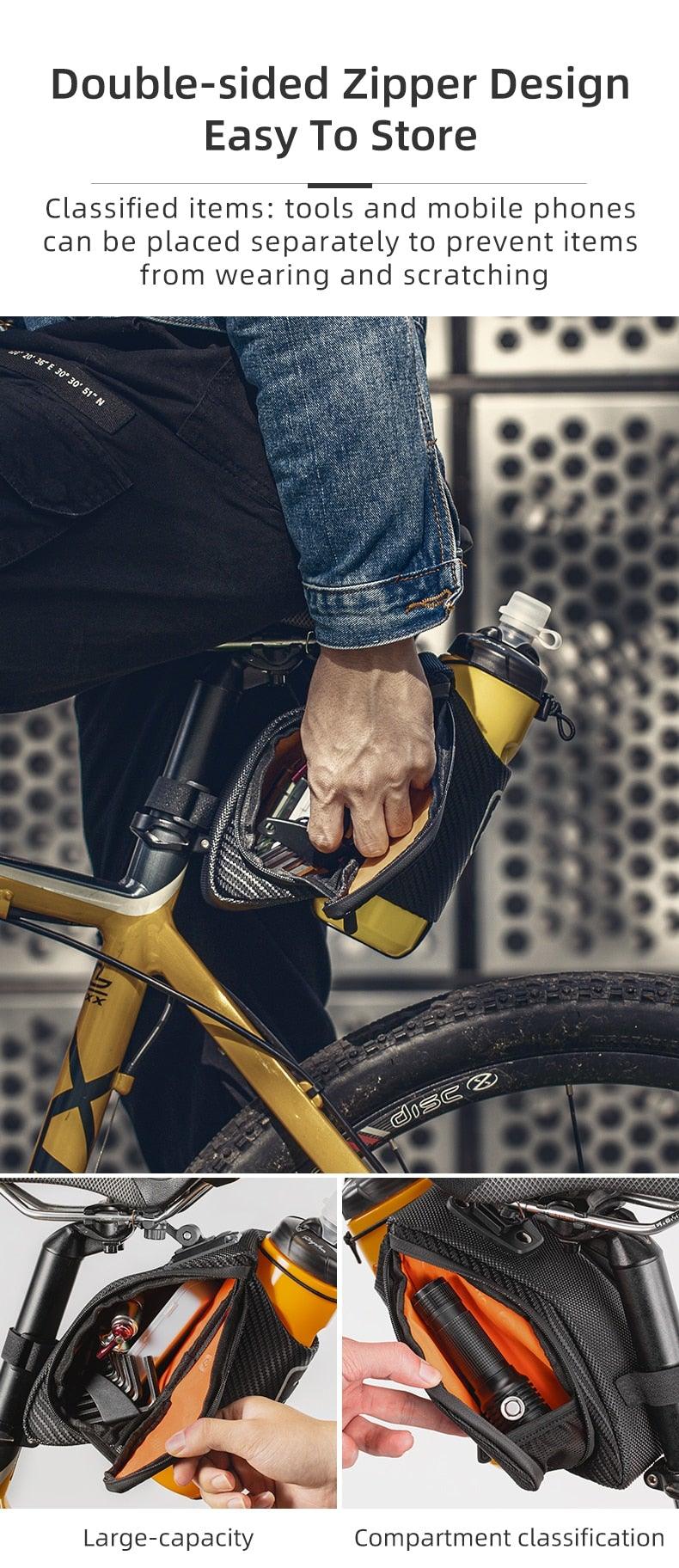 Durable Reflective Bicycle Bag with Water Bottle Holder
