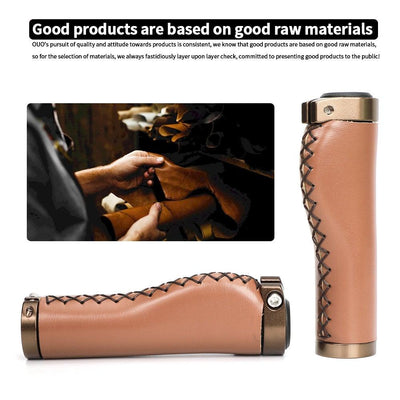 Premium Leather Bicycle Locking Grips for Comfort