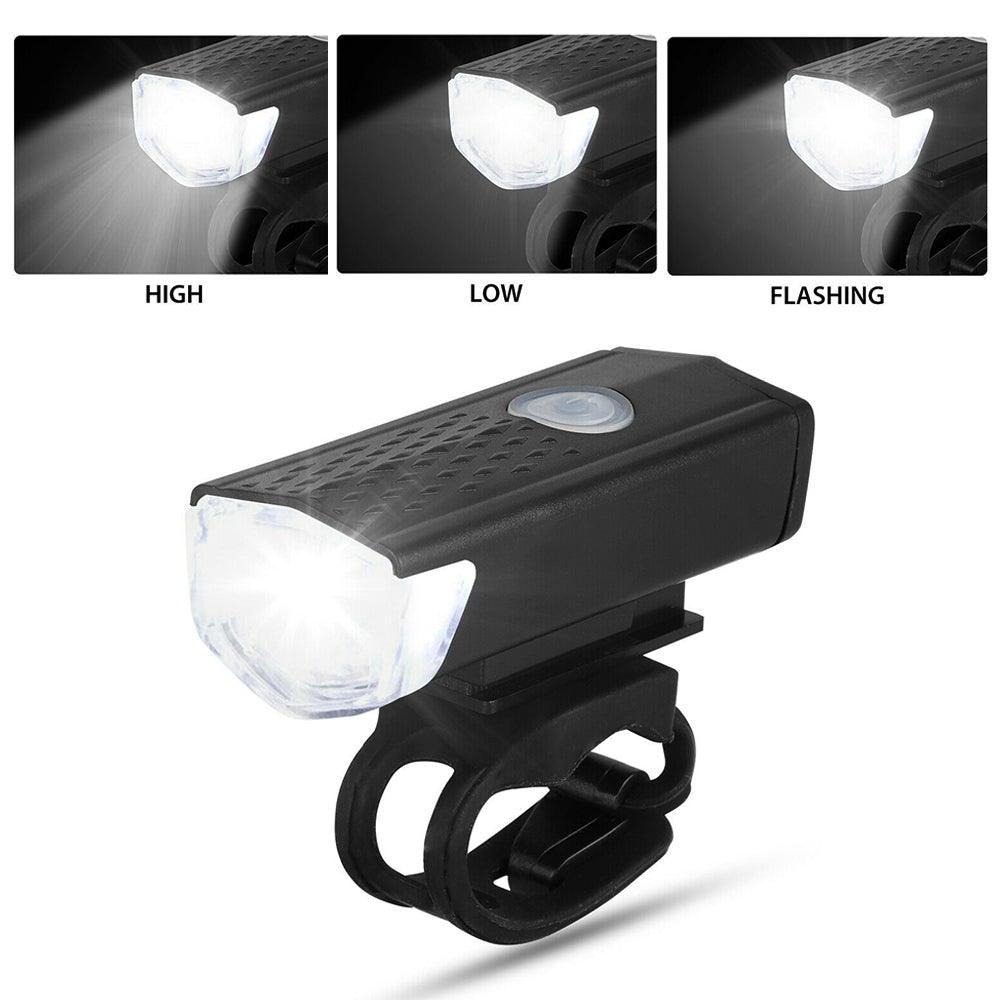 USB Rechargeable Bike Light Set - Front & Back LED Lamps