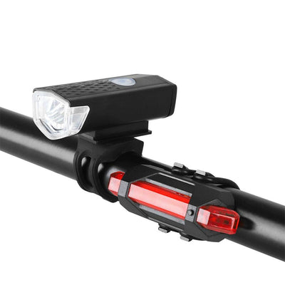 USB Rechargeable Bike Light Set - Front & Back LED Lamps