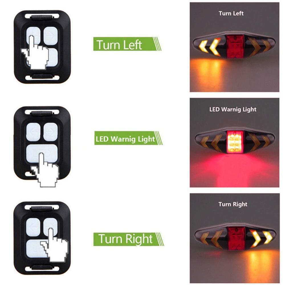 Luz trasera LED para bicicleta con control remoto inalámbrico y señales de giro