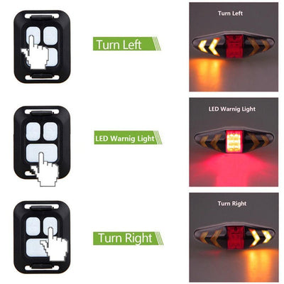 Wireless Remote Control LED Bike Tail Light with Turn Signals