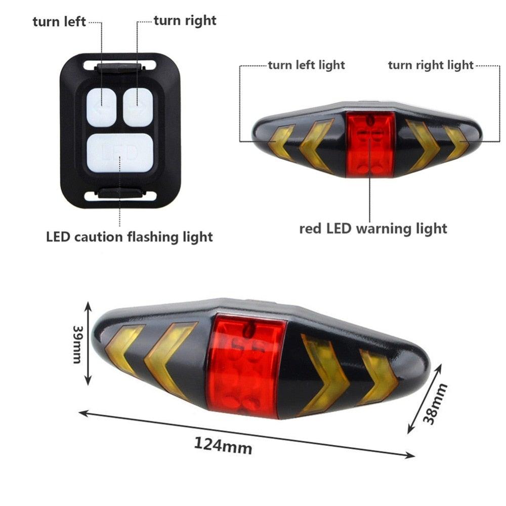 Luz trasera LED para bicicleta con control remoto inalámbrico y señales de giro
