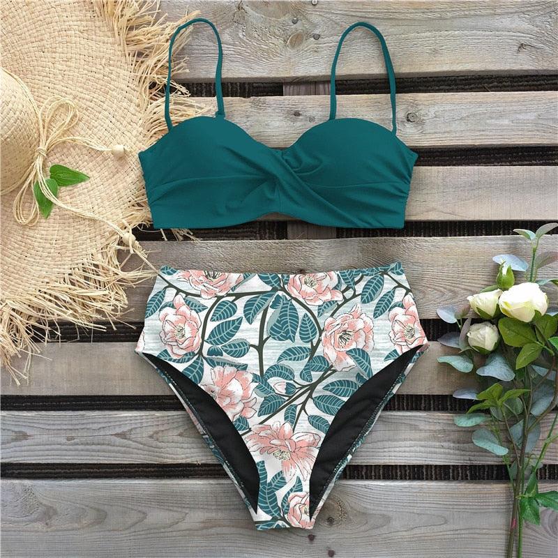 Ensemble de bikini taille haute élégant pour femmes