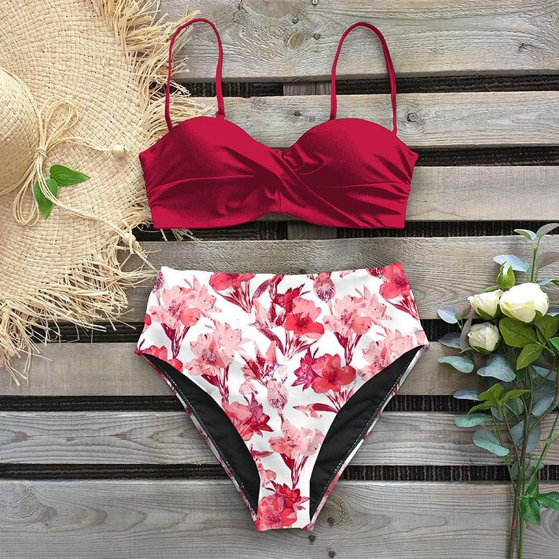 Ensemble de bikini taille haute élégant pour femmes
