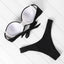 High Cut Solid Bikini Set with Underwire and Leopard Print