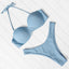 High Cut Solid Bikini Set with Underwire and Leopard Print
