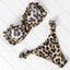 High Cut Solid Bikini Set with Underwire and Leopard Print
