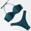High Cut Solid Bikini Set with Underwire and Leopard Print