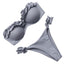 High Cut Solid Bikini Set with Underwire and Leopard Print