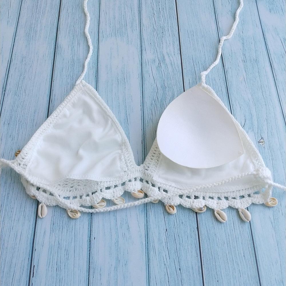 Ensemble de bikini à franges en crochet avec jupe de plage