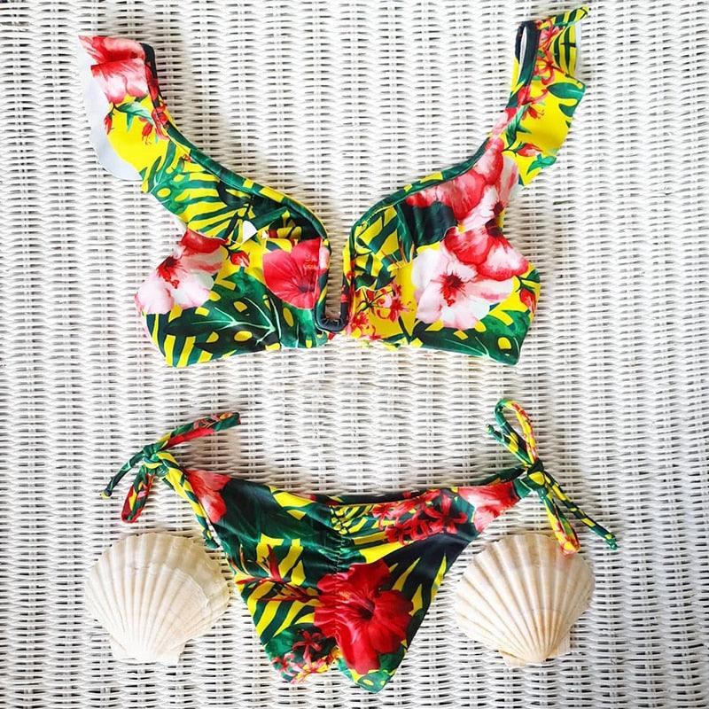 Ensemble de bikini push-up à imprimé floral pour femmes
