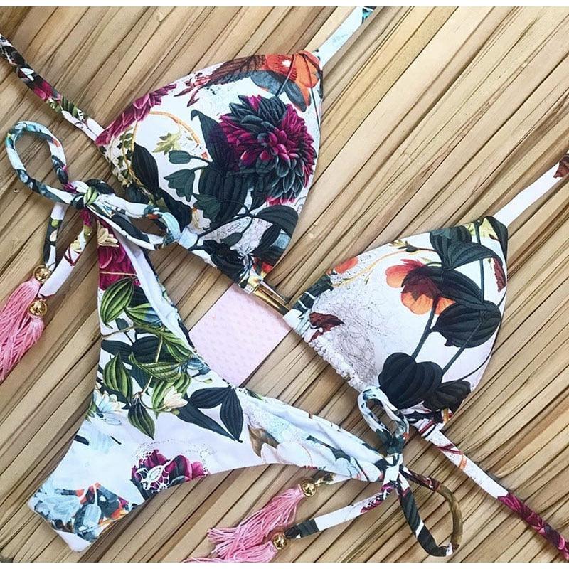 Ensemble de bikini push-up à imprimé floral pour femmes