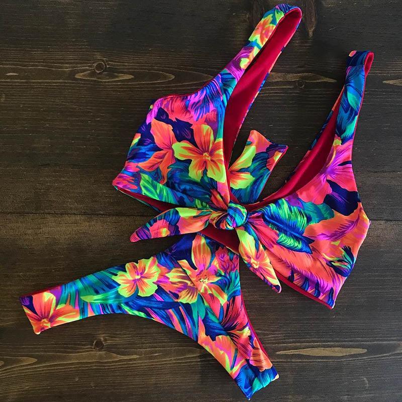 Ensemble de bikini push-up à imprimé floral pour femmes