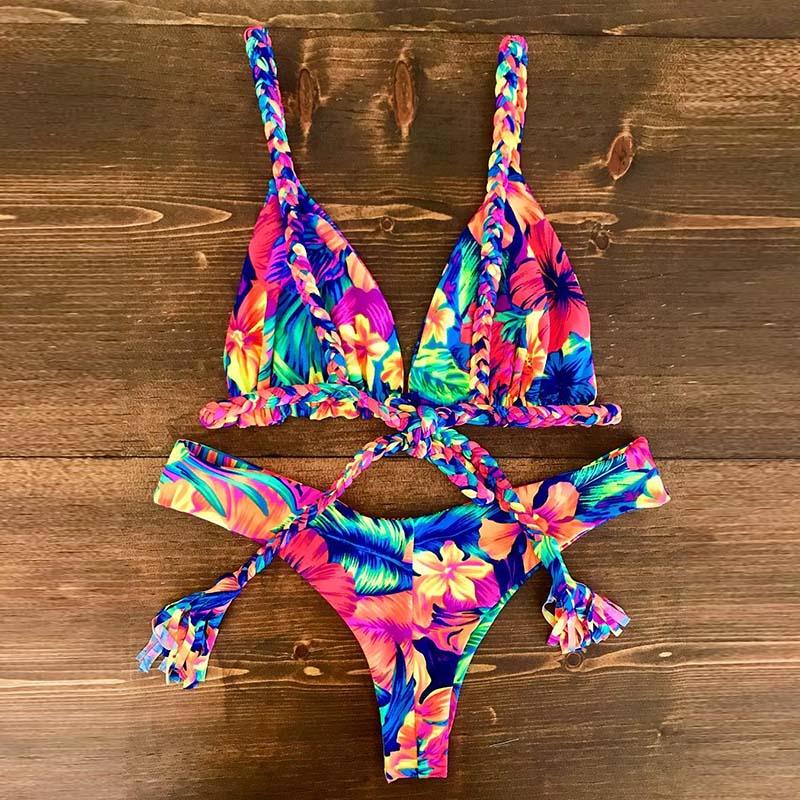 Ensemble de bikini push-up à imprimé floral pour femmes