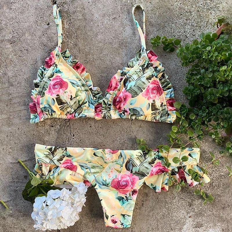 Ensemble de bikini push-up à imprimé floral pour femmes
