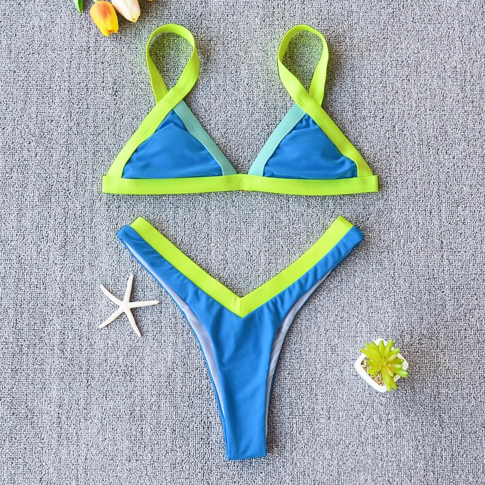 Conjunto de Bikini Sólido Elegante para Mujeres - Ropa de Baño de Verano