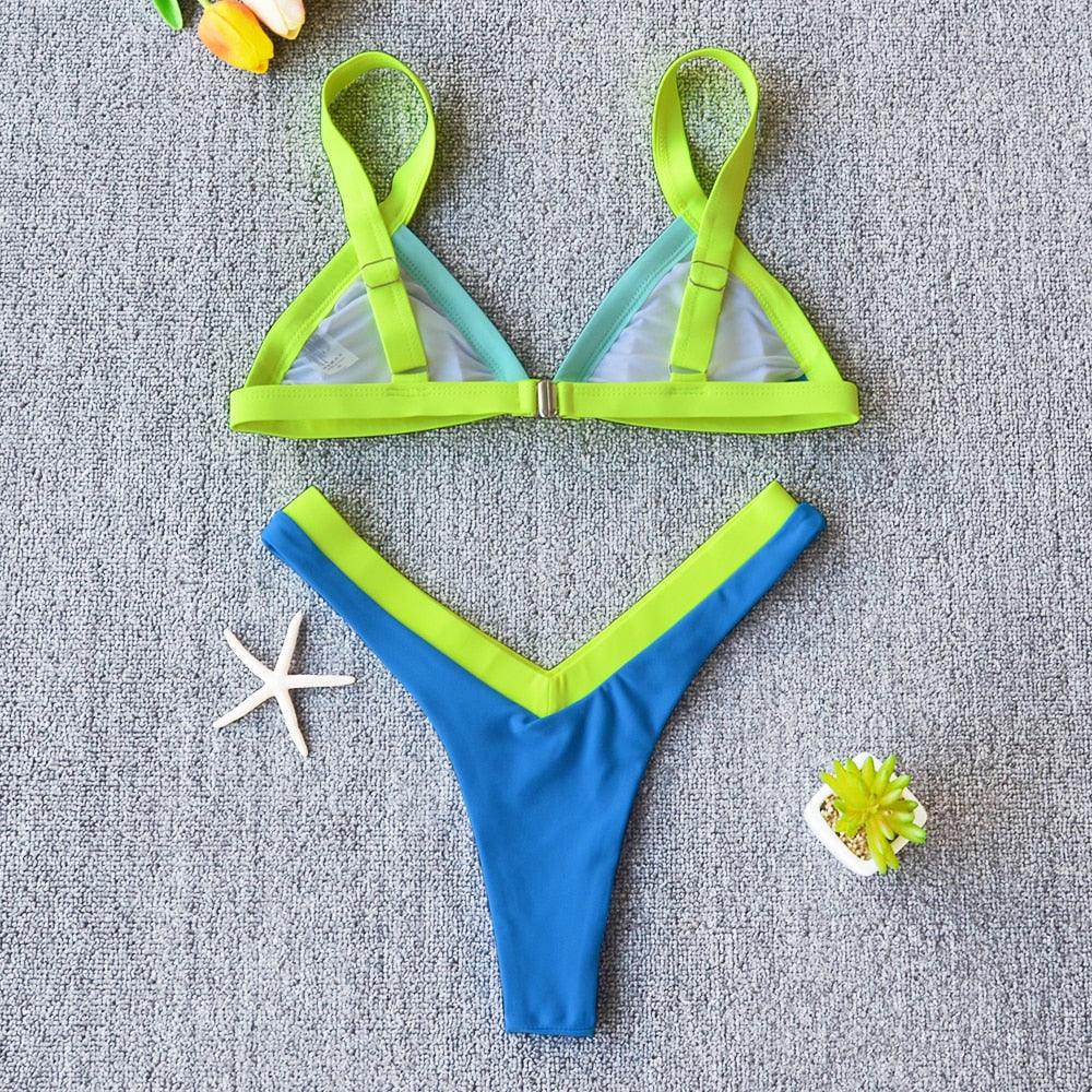 Conjunto de Bikini Sólido Elegante para Mujeres - Ropa de Baño de Verano