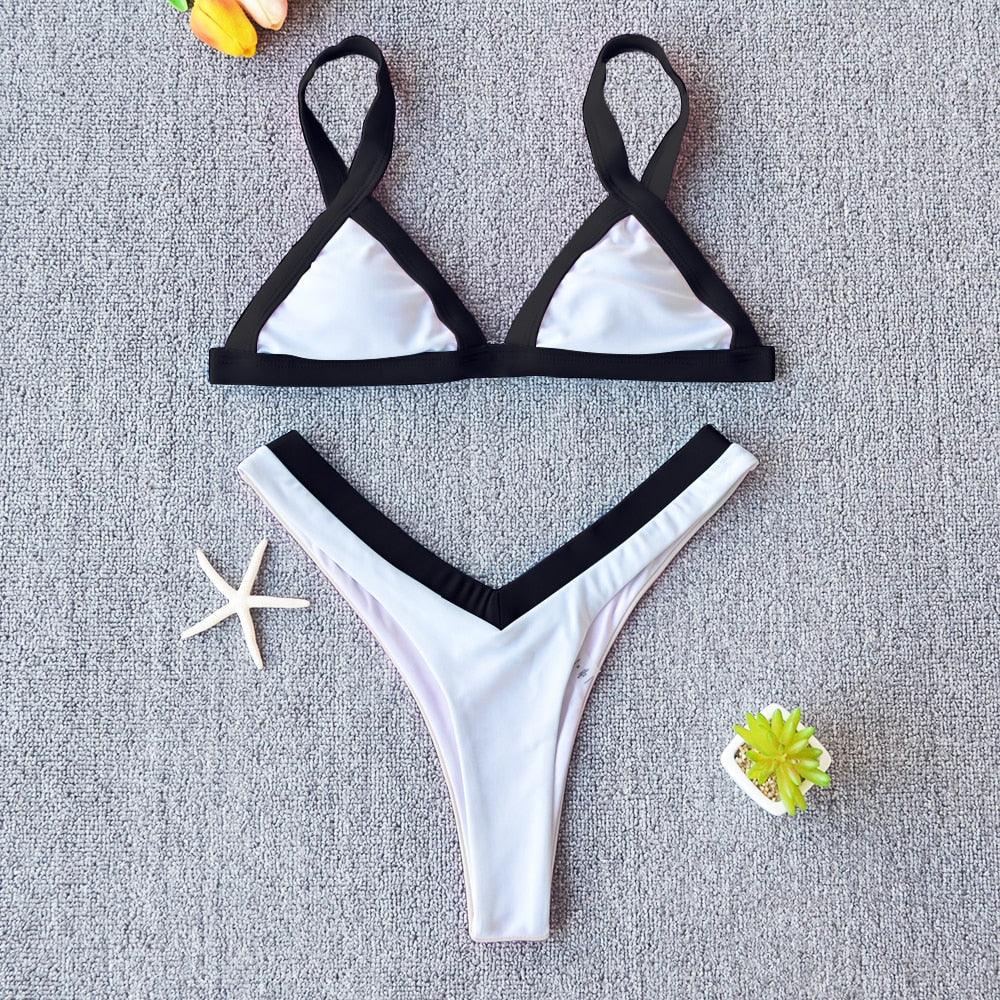Conjunto de Bikini Sólido Elegante para Mujeres - Ropa de Baño de Verano